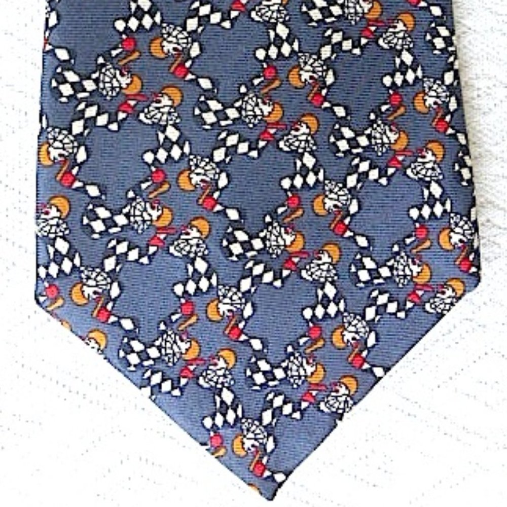 SONIA RYKIEL HOMME geometric harlequin clown 100% SILK TIE made in France